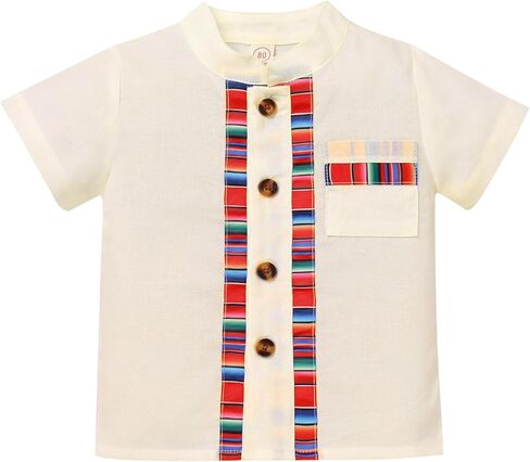 IWEMEK 2PCS Baby Boys Mexican Outfit Short Sleeve Embroidery Fiesta Shirt and Shorts Set Kids Cinco De Mayo Outfit Clothes in Saudi Arabia