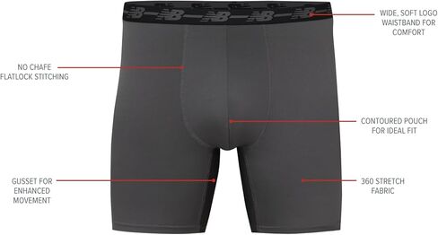 New Balance Men's 5 "No Fly Boxer Brief Brief (4 Pack) ، Black/Black/Black/Black ، XX-Large in Saudi Arabia