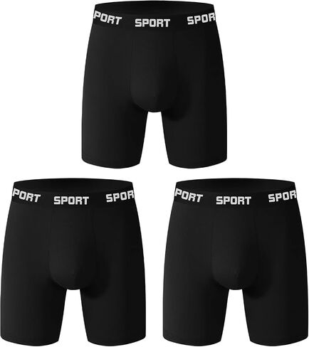 3 Pairs Mens Underwear Boxer Briefs for Men Pack Long Leg Men's Boxer Briefs Moisture-Wicking Mens Briefs Underwear Multipack in Saudi Arabia