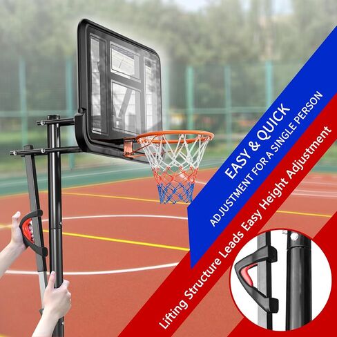 Portable Basketball Hoop,5.5-10FT Height Adjustable Outdoor Basketball Hoop Goal with 44 Inch Impact Backboard and Portable Wheels for Kids Youth Adults Play in Backyard/Courts/Indoor in Saudi Arabia