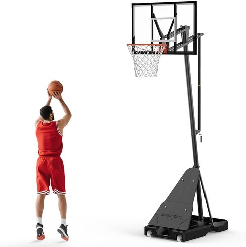 Portable Basketball Hoop,5.5-10FT Height Adjustable Outdoor Basketball Hoop Goal with 44 Inch Impact Backboard and Portable Wheels for Kids Youth Adults Play in Backyard/Courts/Indoor in Saudi Arabia
