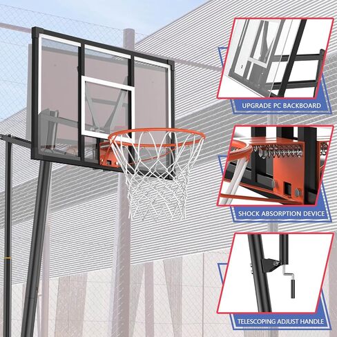 Portable Basketball Hoop,5.5-10FT Height Adjustable Outdoor Basketball Hoop Goal with 44 Inch Impact Backboard and Portable Wheels for Kids Youth Adults Play in Backyard/Courts/Indoor in Saudi Arabia