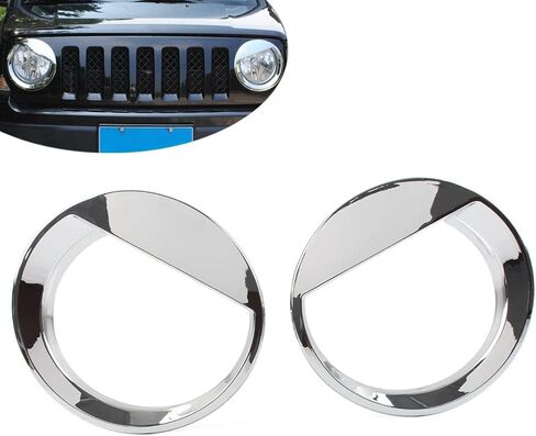 FSFY Angry Bird Style Light Light Lamp ، مصباح Light Light الأمامي Chrome Silver Trim ، ABS Plastic Front Light Light Light President for Jeep for Patriot 2011 2012 2014 2015 2015 2017 in Saudi Arabia