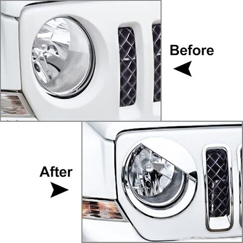 FSFY Angry Bird Style Light Light Lamp ، مصباح Light Light الأمامي Chrome Silver Trim ، ABS Plastic Front Light Light Light President for Jeep for Patriot 2011 2012 2014 2015 2015 2017 in Saudi Arabia