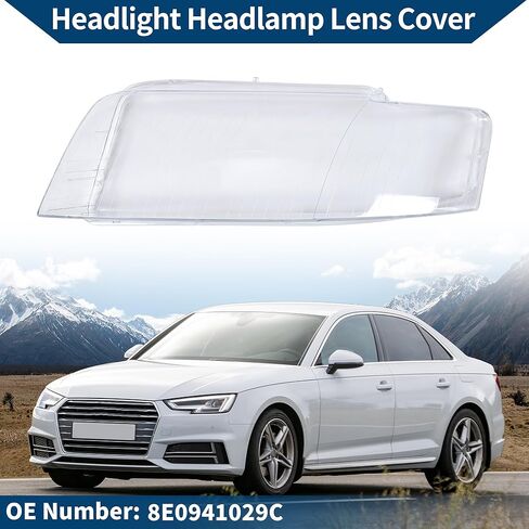 غطاء العدسة الأمامية غطاء المصابيح الأمامية Lense Lense Clear Cover No.8E0941029C لـ Audi A4 B6 2002-2005 Clear PC 1 PC Front Left Car in Kuwait