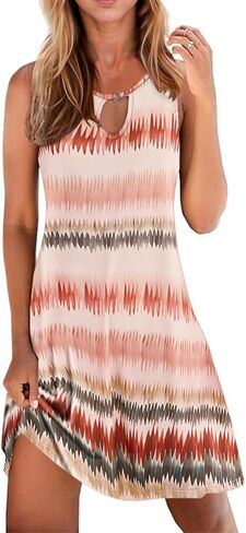 SimpleFun Summer Dresses for Women 2024 Beach Floral Tshirt Sundresses Casual Boho Dress with Pockets in Kuwait