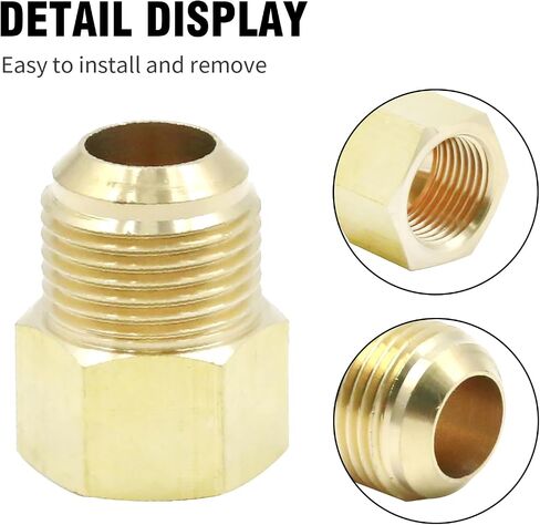2 Pcs 5/8 SAE Male 1/2 SAE Female Brass Flare Tube Fitting, Pipe Fitting Reducer Gas Adapter Hex Coupling with Tape, Plumbing HVAC Fuel Oil Air Natural Gas Line Pipe Fitting in Saudi Arabia