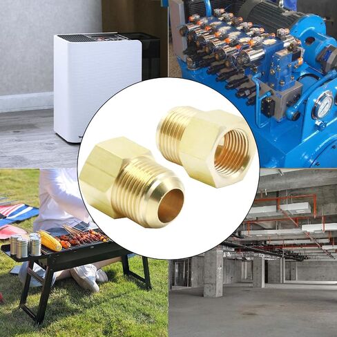 2 Pcs 5/8 SAE Male 1/2 SAE Female Brass Flare Tube Fitting, Pipe Fitting Reducer Gas Adapter Hex Coupling with Tape, Plumbing HVAC Fuel Oil Air Natural Gas Line Pipe Fitting in Saudi Arabia