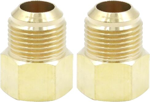 2 Pcs 5/8 SAE Male 1/2 SAE Female Brass Flare Tube Fitting, Pipe Fitting Reducer Gas Adapter Hex Coupling with Tape, Plumbing HVAC Fuel Oil Air Natural Gas Line Pipe Fitting in Saudi Arabia