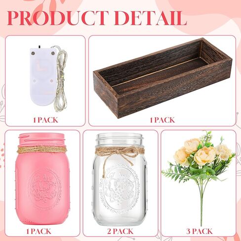 3-Pack Light Pink Decorative Glass Jars – Aesthetic Scene Vases for Home Decor, Wedding Centerpieces, Office Desk – Ornaments for Gifts in Saudi Arabia