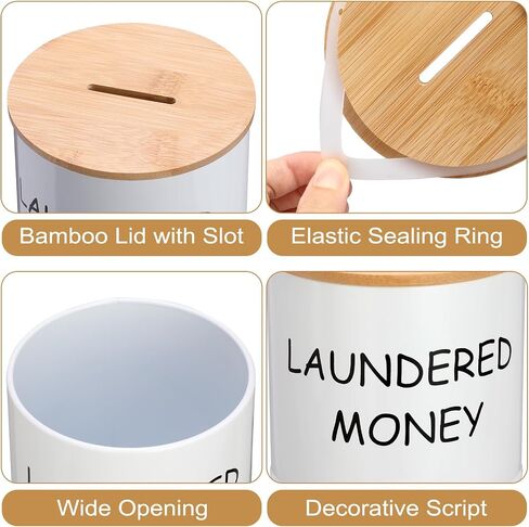 Laundry Room Coin Bank Jar with Money Slot and Wooden Lid, Rustic Farmhouse Laundry Room Decor Cute Piggy Bank Funny Coin Jars, Sturdy Galvanized Iron Money Savings Jars for Home Adult in Saudi Arabia