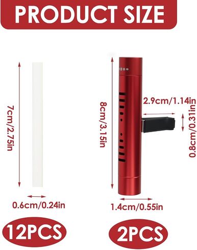 2 PCS AIR AIR Sminsive Oil Diffuser Clip مع 12 PCS عصي إعادة ملء الرائحة ، وناشر معطر هواء الألومنيوم المتميز مناسبة للسيارات والمطبخ والمطبخ والحمام وبيوت الحيوانات الأليفة (أحمر) in Saudi Arabia