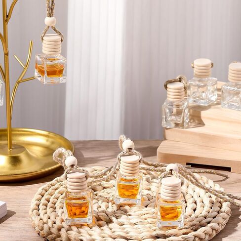 Zubebe 300 pcs 8ml معلق السيارة معطرات الهواء ، زجاجة زجاجة عطر فارغة فارغة زجاجات زجاجية قابلة لإعادة ملء الزيوت العطرية للزيوت العطرية لزخارف الزخارف الداخلية التلقائية (المكعب) in Kuwait