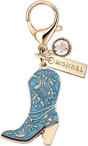 MC554 Little Cowboy Boot Lobster Clasp Charm للنساء مع حقيبة مخملية (أزرق ، قطعة واحدة) in Saudi Arabia