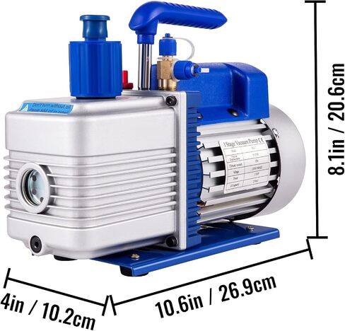 VEVOR Vacuum Pump 4.8CFM 1/4 HP Single Stage HVAC A/C Refrigeration Kit 5PA Ultimate Vacuum Manifold Gauge Set R12 R404A R410A R134A R22 HVAC AC, Manifold Gauge and Hose for Air Conditioning Systems in Kuwait