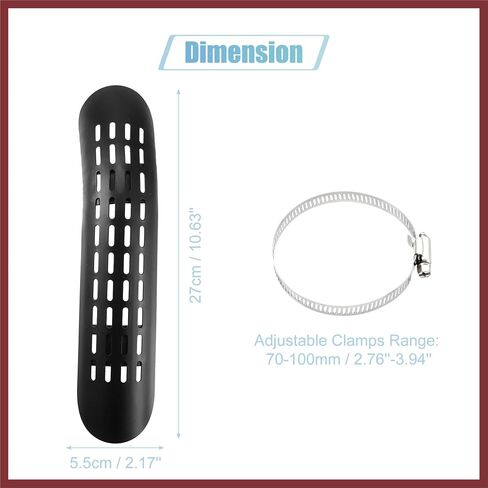 1 Set Universal Motorcycle Curve Exhaust Heat Shield Exhaust Pipe Heat Insulation Shield Muffler Guard with 70-100mm Clamps Black Replace Parts in Saudi Arabia