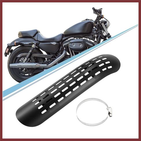1 Set Universal Motorcycle Curve Exhaust Heat Shield Exhaust Pipe Heat Insulation Shield Muffler Guard with 70-100mm Clamps Black Replace Parts in Saudi Arabia