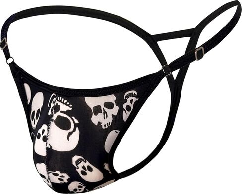 Men's two triangle thong black skull Underwear,Push up appearance Adjustable Straps, Butt-Lifting Design in Saudi Arabia