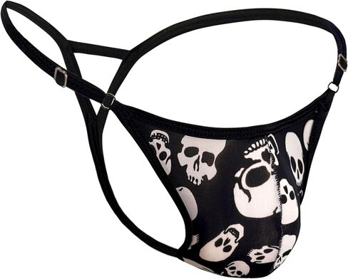 Men's two triangle thong black skull Underwear,Push up appearance Adjustable Straps, Butt-Lifting Design in Saudi Arabia