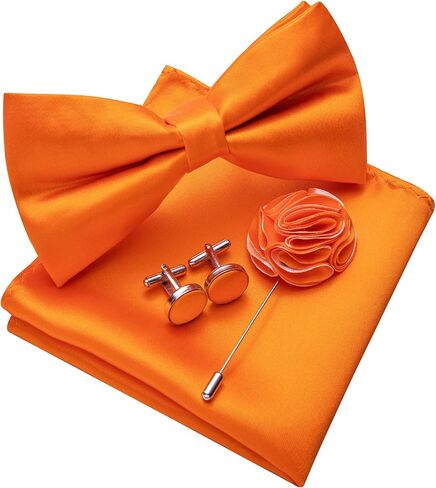Bow Ties for Men Solid Color Pre-tied Silk Bowtie and Pocket Square Cufflinks Lapel Pin Set Tuxedo Wedding Party 4PCS in Kuwait