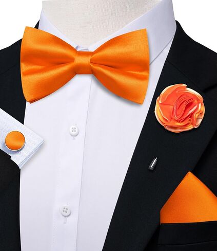 Bow Ties for Men Solid Color Pre-tied Silk Bowtie and Pocket Square Cufflinks Lapel Pin Set Tuxedo Wedding Party 4PCS in Kuwait