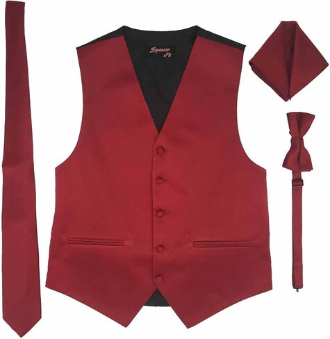 Spencer J's Men's Mens Suito Suit Suit Step Tie Tie Bowtie و Pocket Square 4 Peace Peace Verity of Colors in Kuwait