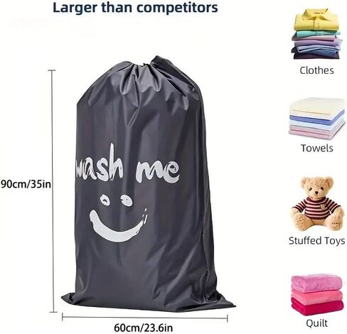 2 Pack Heavy Duty Travel Laundry Bags-Waterproof Drawstring Dirty Clothes Organizer for Camping,Gym&Hotels,Fits Laundry Baskets,Reusable Washable Storage Bags,Black+Blue. in Saudi Arabia
