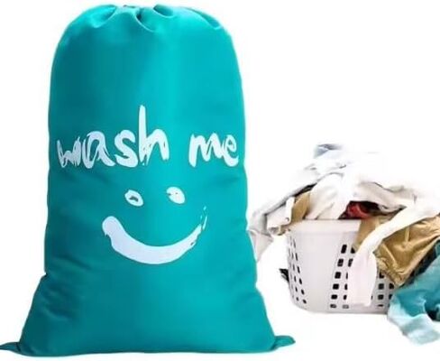 2 Pack Heavy Duty Travel Laundry Bags-Waterproof Drawstring Dirty Clothes Organizer for Camping,Gym&Hotels,Fits Laundry Baskets,Reusable Washable Storage Bags,Black+Blue. in Saudi Arabia