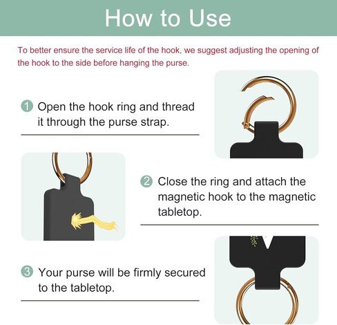 Magnetic Purse Holder with Strong Magnetism, Heavy Duty Handbag Hanger for Table, Locker Room, Restroom, and More - Stylish Floral Purse Hook for Women(Black) in Saudi Arabia