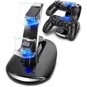 KONKY Controller Charger Dock Station Controller Charging Dock Stand Suit for PS4, USB Dual Charger Station Accessory with LED Indicator for Playstation 4 / PS4 Slim Pro and PSVR Controller, Black in Kuwait