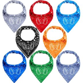 Jiuguva 8 Pack Adults Drool Bandana Bibs Paisley Soft Bibs Set Large Neutral Bibs Special Needs Bibs Set Absorbent Bibs Set for Men Women Teenagers Boys Girls 8 Colors
