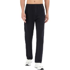 Mens Casual Sweatpants Cotton Elastic Waist Drawstring Zipper Front Straight Workout Pants with Zipper Pockets