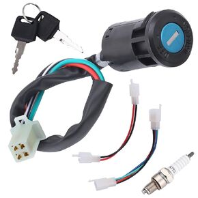 4 Pin Ignition Key Switch 4 Wire Set fit for TaoTao Coolster Buyang Roketa Kazuma Baja Sunl Apollo Coleman 50cc 70cc 90cc 110cc 125cc 150cc Pit Dirt Bike ATV Quad 4 Wheeler Scooter