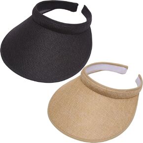 2 Pack Wide Brim Sun Visor Hats Women Men Large Clip-on Visors Hat UV Protection Outdoors Sports Golf Beach Cap