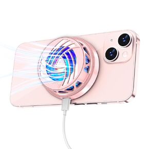 PEPPER JOBS Cell Phone Fan Magnetic Cooler, Cooling Fan with Magnetic Plates LED Display RGB Lights and Instant Cooling System Without Noise for iPhone 11 12 13 14 Series/Android/Tablet/iPad-Black