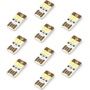 10-Pack Portable LED USB Light - 0.2W, 5V Mini Nightlight for Camping, Laptops & Books, Versatile Reading Lamp, 5600K