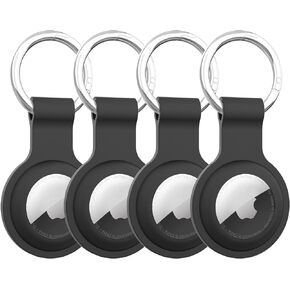 Compatible with AirTag Case Keychain Air Tag Case Holder Silicone AirTags Key Ring Case Air Tags Key Chain Compatible with Apple AirTag GPS Item Finders Accessories 4 Pack