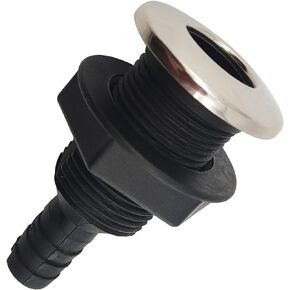 Boat Stainless Steel Trim Cover 5/8" Straight Hose Pipe Elbow Bilge Pump Drain Thru Hull Fitting