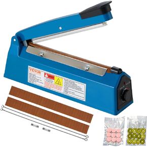 VEVOR Impulse Sealer 8 inch, Manual Heat Seal Machine with Adjustable Heating Mode, ABS Shrink Wrap Bag Sealers for Plastic Mylar PE PP Bags, Portable Poly Bag Sealing Machine with Extra Replace Kit