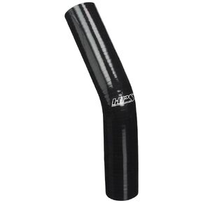 HPS HTSEC45-138-BLK Silicone High Temperature 4-ply Reinforced 45 degree Elbow Coupler Hose, 75 PSI Maximum Pressure, 4" Leg Length on each side, 1-3/8" ID, Black