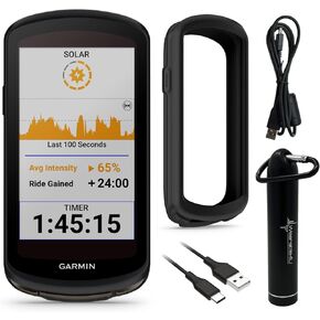 Wearable4U - Garmin Edge 1040 GPS Cycling Computer with Solar Charging Capabilities, On and Off-Road with E-Bank Bundle