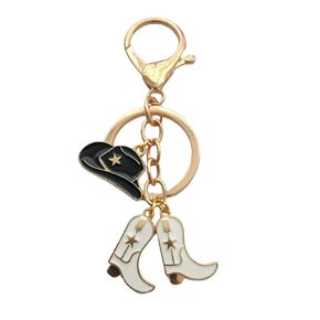 Cute Cowboy Key chain for Men Women, Cowboy Hat and Cowboy Boots Key Ring, Creative Jewelry for Western Jewelry Lover