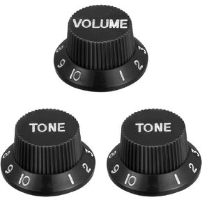 MECCANIXITY Speed Control Knobs 6mm ID 1 Volume 2 Tone Top Hat Guitar Bell Knobs for ST/SQ Electric Guitar Plastic White with Black Character