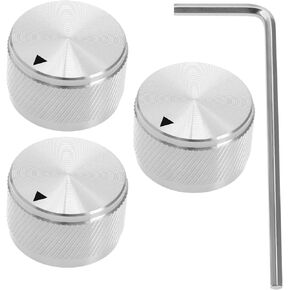 3pcs Knurled Knob 25 x 15.5mm Aluminum Alloy Electric Guitar Knobs Potentiometer Pot Knobs 1/4" with Indicator and Set Screw for Guitar/Bass/Efffect Pedal, Gold
