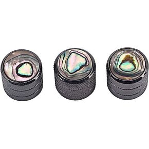 Guitar Knobs Volume Tone Control Knobs Dome Knobs with Abalone Top for Fender Electric Guitar Bass Replacement Parts (Chrome)