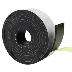Neoprene Rubber Sheet Self Adhesive, Solid Rubber Sheets, Rolls & Strips for Crafts, Pads, Protection, Supports, Leveling, Anti-Vibration, Anti-Slip (1" Wide x 1/8" Thick x 10' Long, 1)