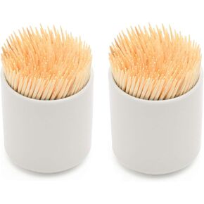 2PCS Simple Pure White Porcelain Toothpick Holder Dispenser For Home Kitchen Restourant