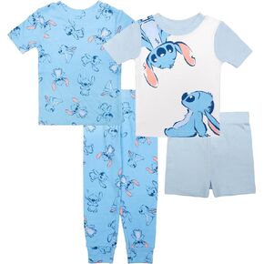 Disney Toddler/Little/Big Girls' Princess Pajama Set 4-Piece Cotton Sleepwear