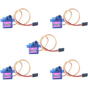SG92R 9g Micro Servo Motor 180 Degree Controllable Angle for RC Remote Control Aircraft Model,180 Degree When PWM 500-2500usec,90 Degree When PWM 1000-2000usec,Pack of 5PCS