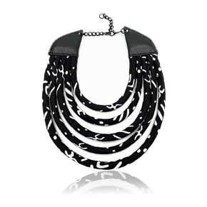 Black and White Mali Mud Print Necklace : Black, White Collar | Mali Mud Print Jewelry, Rope Necklace, Cloth & Cord